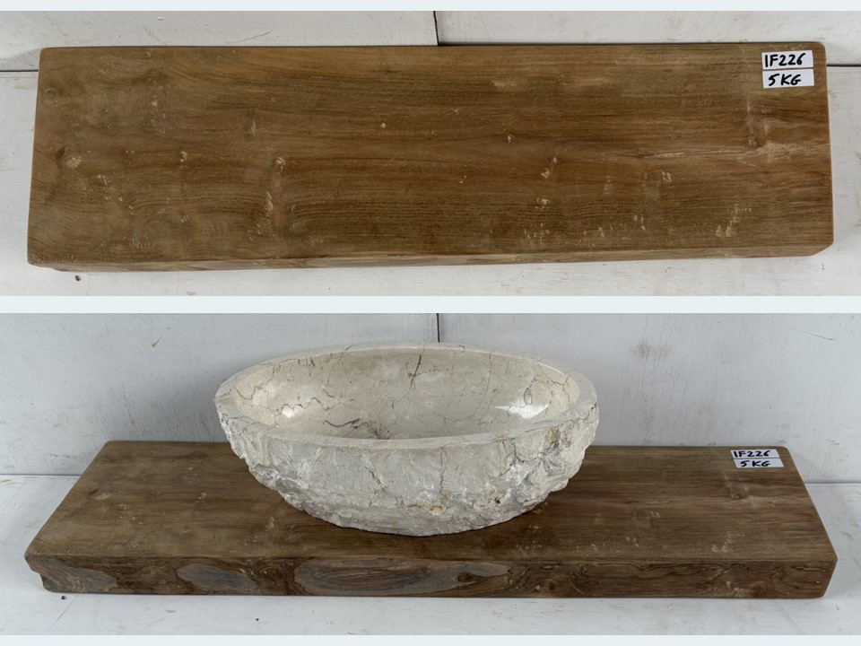 Smalle plank van teak wortel IF226 (79x21cm)