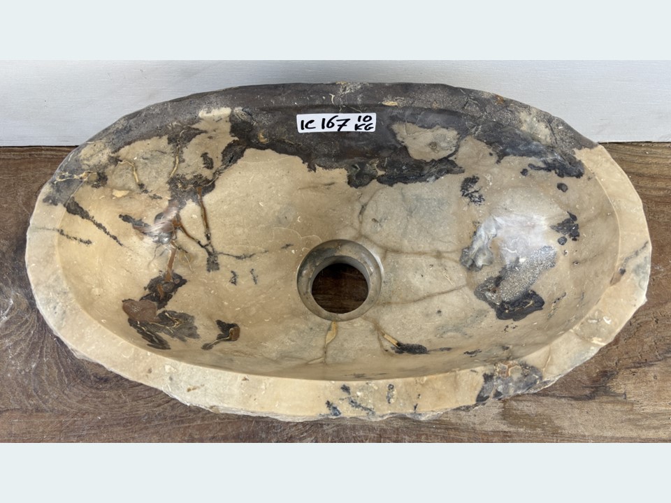 Kleurige pompbak wc riviersteen ovaal IC167 (36x21cm)