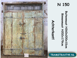 Hoge grote deur / poort teak hout N150