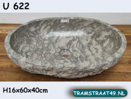 Badkamer waskom grijs / wit U622 (60x40cm)