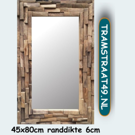 Wandspiegel hout latjes (45x80cm)