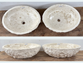 Beige / wit pompbak natuursteen set IC28 (51x40cm)