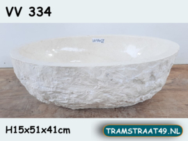 Badkamer wasbak riviersteen beige / wit breed VV334 (51x41cm)