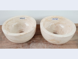 Set ronde waskom toilet wit/beige marmer YM103 (Ø25cm)