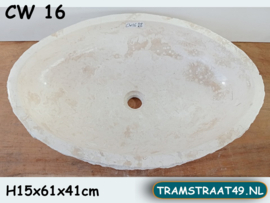 Badkamer wasbak riviersteen wit/beige breed CW16 (61x41cm)