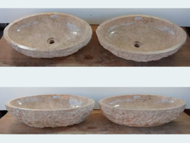 Set brede waskom riviersteen meerkleurig CW37 (61x41cm)