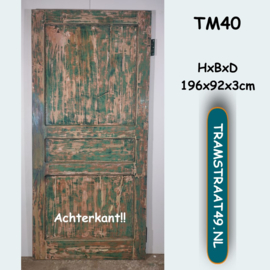 Oude teak deur groen/bruin TM40