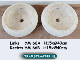 Dubbele ronde waskom beige/wit YM66 (Ø40cm)