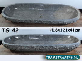 Langwerpige wasbak donkergrijs uit marmer TG42 (121x41cm)