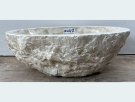Beige /wit waskom riviersteen UK267 (41x31cm)
