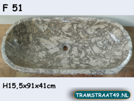 Trog wasbak beige/grijs natuursteen F51 (91x41cm)