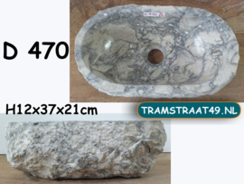 Grijs / wit marmer waskom toilet D470 (37x21 cm)