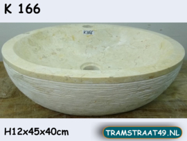 Waskom met kraangat wit/beige K166 (45x40cm)