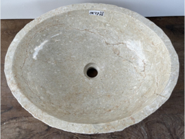 Badkamer lavabo riviersteen beige/wit OK27