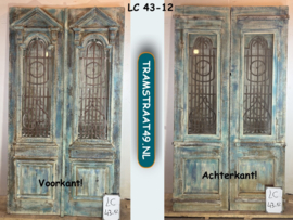 Hoge vintage dubbele deur met glas LC43-12