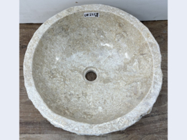 Ronde waskom natuursteen beige/wit UK211 (Ø40cm)