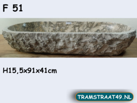 Trog wasbak beige/grijs natuursteen F51 (91x41cm)