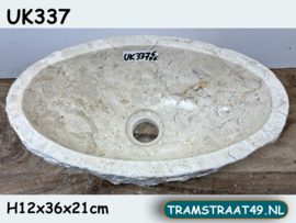 Opzet smalle fontein wc beige/wit riviersteen UK337