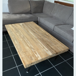 Rechthoekige salontafel blad van teak hout