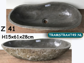 Grijze wasbak trog riviersteen (61x28cm)