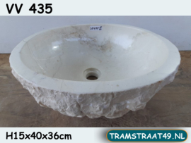 Wit / beige lavabo riviersteen VV435 (40x36cm)