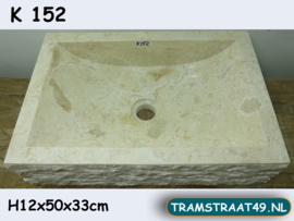 Vierkant wastafel natuursteen marmer K152 (50x33cm)