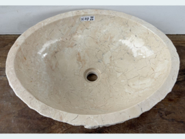 Brede wasbak wit / beige marmer IC47 (51x40cm)