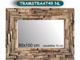 Wandspiegel houten latjes XL (80x100cm)