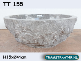 Ronde lavabo natuursteen grijs / wit TT155 (Ø41cm)