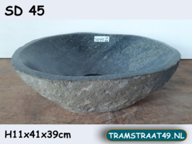 Lage waskom riviersteen breed SD45