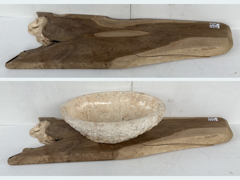 Teak wortel plank / wastafel blad IF116 (120x40cm)