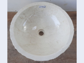 Beige / wit waskom badkamer riviersteen rond VV419 (H15xØ40cm)