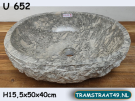 Grijs / wit waskom marmer U652 (50x40cm)