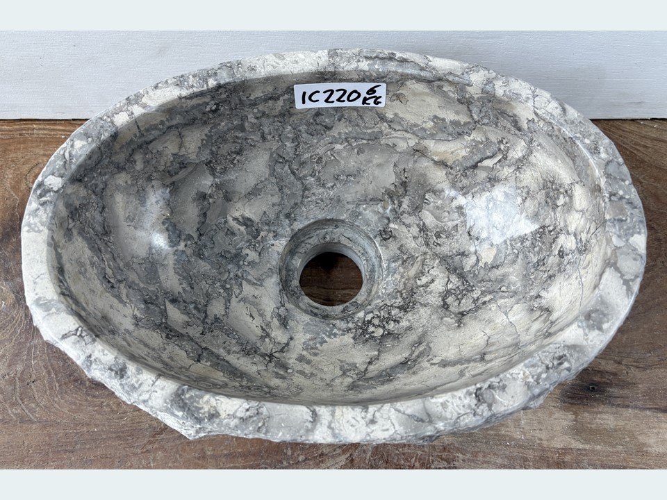 Riviersteen fontein wc grijs/wit IC220 (31x21cm)