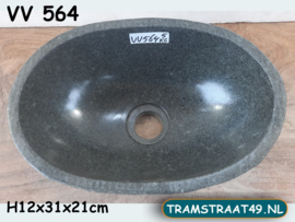 Lavabo toilet rots riviersteen ovaal VV564 (31x21cm)
