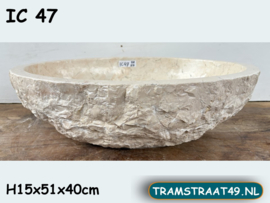 Brede wasbak wit / beige marmer IC47 (51x40cm)
