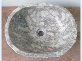 Grijs / wit waskom marmer (40x31cm)