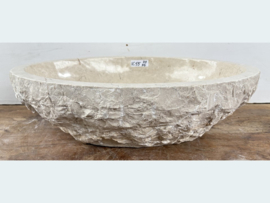 Brede wastafel natuursteen wit/beige IC55 (51x40cm)