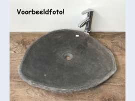 Platte wastafel riviersteen Z748 (61x43cm)