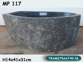 Wastafel driehoek van riviersteen MP117 (41x31cm)
