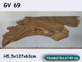 Wastafel opzet plank van teak wortel GV69