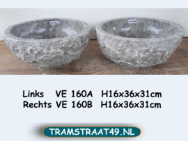 Grijze wastafel van dezelfde steen VE160 (36x31cm)