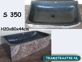 Rechthoekige riviersteen inbouw wasbak S350 (80x44cm)