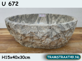 Marmeren lavabo grijs/wit U672 (40x30cm)