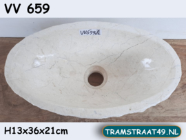 Beige / wit fontein toilet uit marmer VV659 (36x21cm)