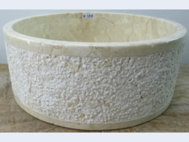 Beige / wit marmer waskom rond K176 (H15xØ40cm)