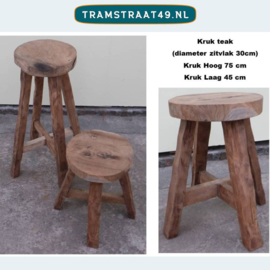 Barkruk / Hoge ronde kruk - 75 cm hoog