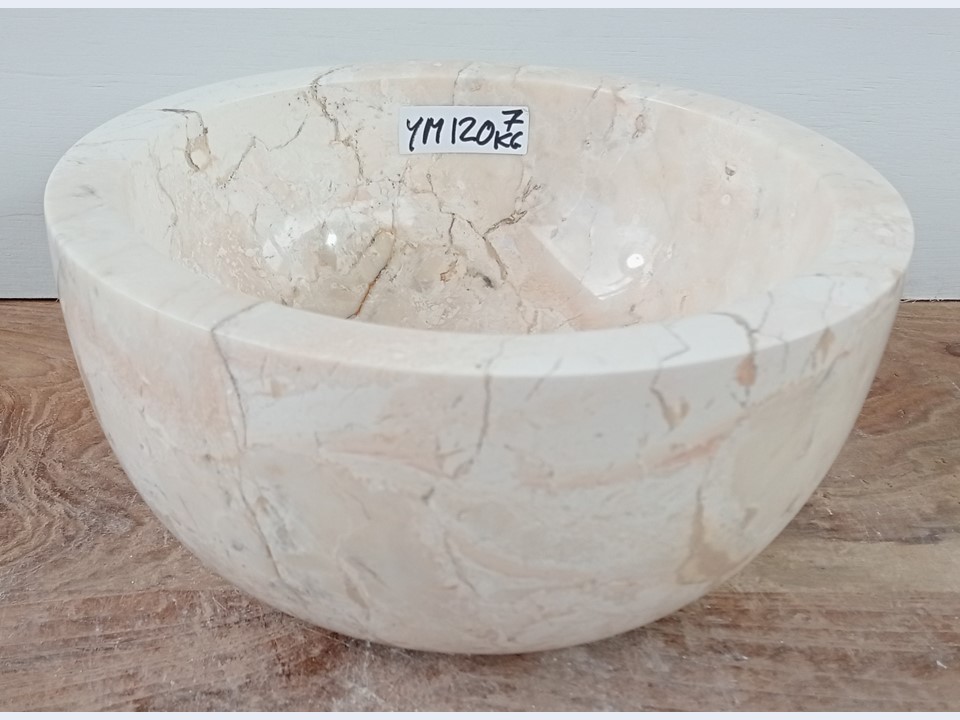 Ronde lavabo wc riviersteen wit/beige YM120 (H12xØ25cm)
