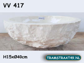 Riviersteen pompbak wit / beige rond VV417 (H15xØ40cm)