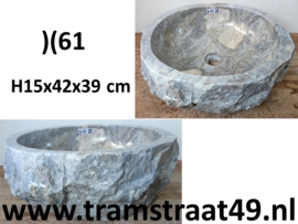 Grijs / wit waskom 𝒳61 (42x39cm)